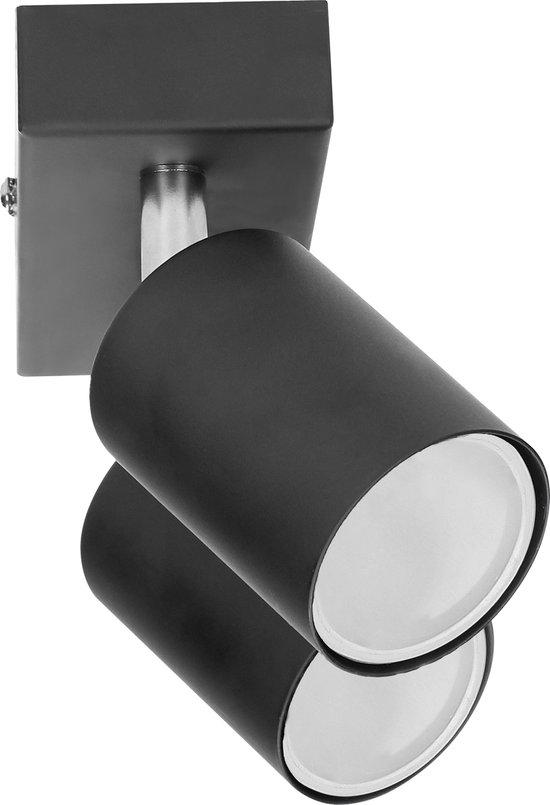 Plafondlamp geschikt voor 2 spotjes - Draaibare Opbouwspot - Ook geschikt als Wandlamp binnen - Doa Sp 2 - Zwart - Adviti