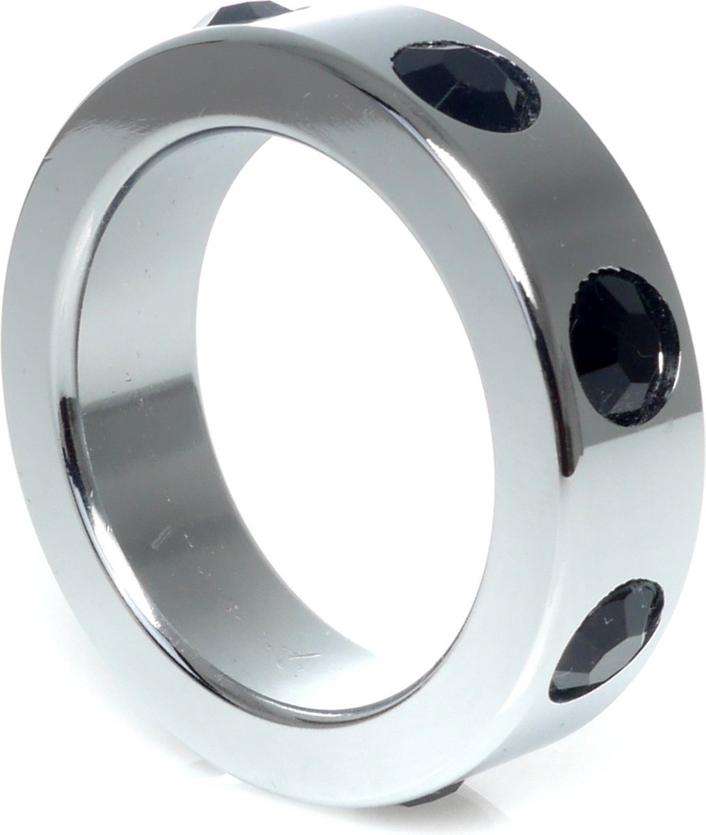Goedkoopste Boss Series - Metaal - Cockring - Penisring met Zwarte Diamanten - Middel
