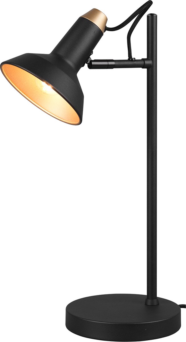 LED Bureaulamp - Tafelverlichting - Torna Rollo - E14 Fitting - Rond - Mat Zwart - Aluminium