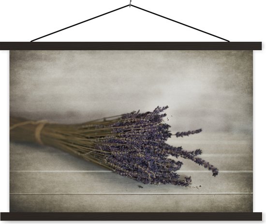 Posterhanger incl. Poster - Schoolplaat - Boeket gedroogde lavendel - 90x60 cm - Zwarte latten