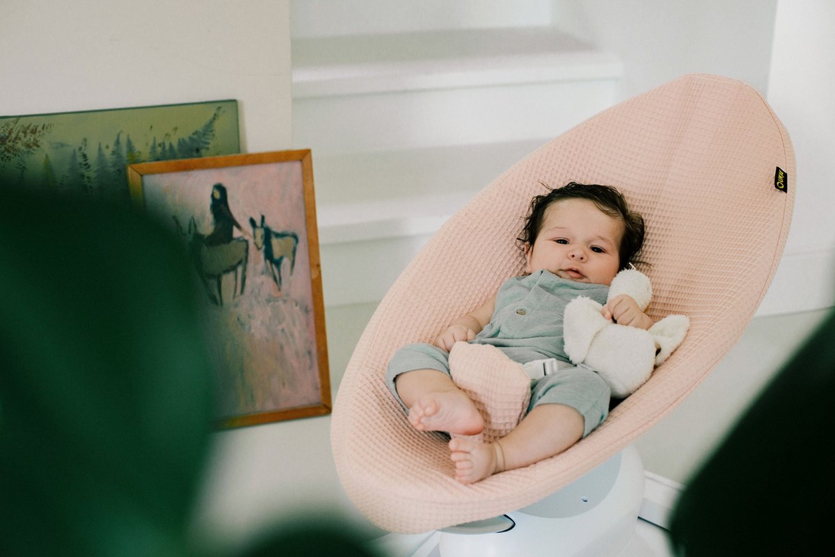 Ukje Wipstoelhoes geschikt voor 4Moms Mamaroo 4 Wipstoel - Hoes met Waterdichte Voering ter Bescherming van je Stoel - Perfecte Pasvorm - Makkelijk Wasbaar - Zacht Katoen - Jade Wafelstof – foto 8