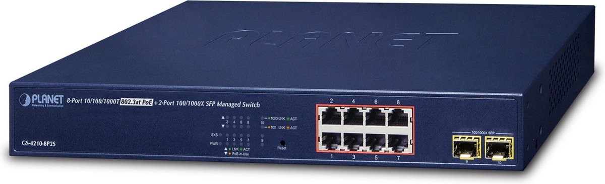 Planet Ipv4/6 8-Port Managed 802.3At Poe+Gigabit Ethernet