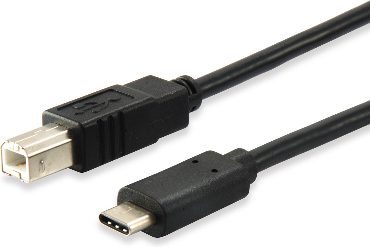 USB-kabel 1 meter USB 2.0 USB B USB C Zwart