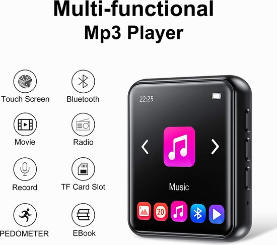 JOLIKE MP3 Bluetooth 5.0 Lecteur de musique portable à écran tactile avec  haut-... | bol