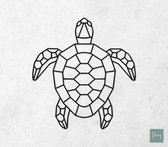 Laserfabrique Wanddecoratie - Geometrische Schildpad - Small - Zwart - Geometrische dieren en vormen - Houten dieren - Muurdecoratie - Line art - Wall art
