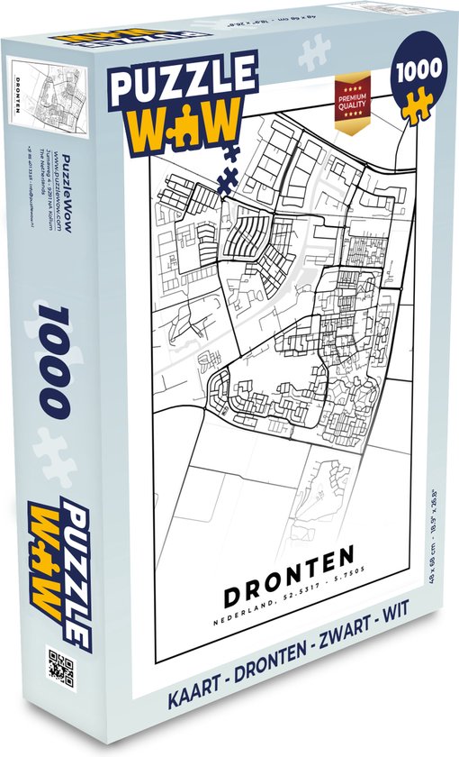 Puzzel Kaart - Dronten - Zwart - Wit - Legpuzzel - Puzzel 1000 stukjes  volwassenen | bol.com