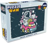 Puzzel Vintage - Astronaut - Auto - Legpuzzel - Puzzel 1000 stukjes volwassenen