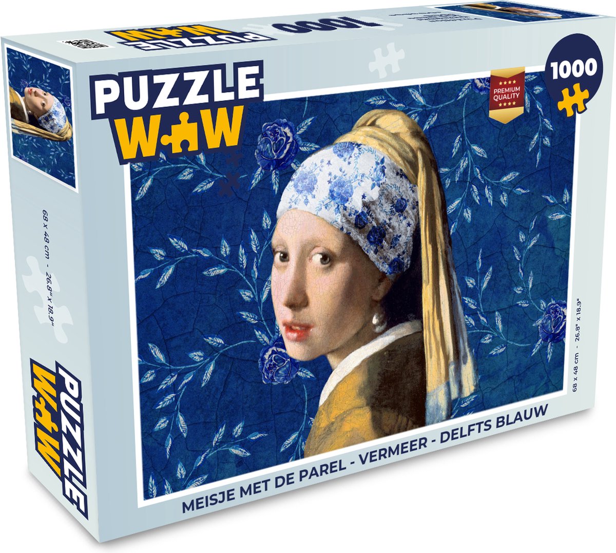 Puzzel Meisje met de parel - Delfts blauw - Vermeer - Bloemen - Schilderij  - Oude... | bol.com