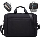 Jeusin® Laptop bag Sacoche pour ordinateur portable 17,3 pouces grande capacité Avec deux compartiments principaux - Sac à bandoulière - Sacoche pour ordinateur portable - Sac à main - Bandoulière amovible - Bandoulière réglable - Imperméable - Zwart