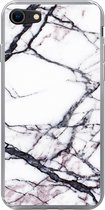 Geschikt voor iPhone SE 2022 hoesje - Marmer print - Wit - Steen - Siliconen Telefoonhoesje