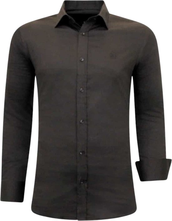Luxe Bijzondere Heren Overhemden - Slim Fit - 3084- Bruin