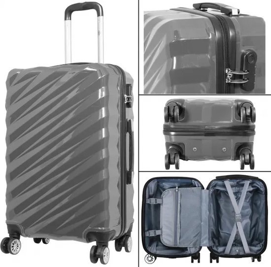 Travelsuitcase - Koffer Messina - Reiskoffer met cijferslot en op wielen - Hoog kwaliteit Polycarbonaat - Antraciet - maat L