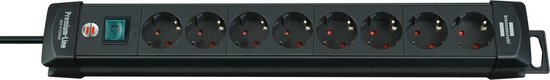 Premium-Line stekkerdoos 8-voudig zwart 3m H05VV-F 3G1,5