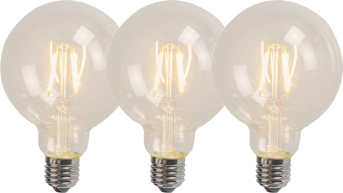 LUEDD Set van 3 E27 LED filament G95 4W 320 lm 2700K