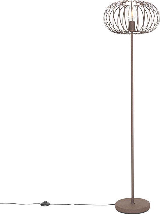QAZQA johanna - Design Vloerlamp | Staande Lamp - 1 lichts - H 145 cm - Roestbruin - Woonkamer | Slaapkamer | Keuken