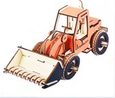 Bouwpakket 3D Puzzel Bulldozer Werkvoertuig van hout- gekleurd