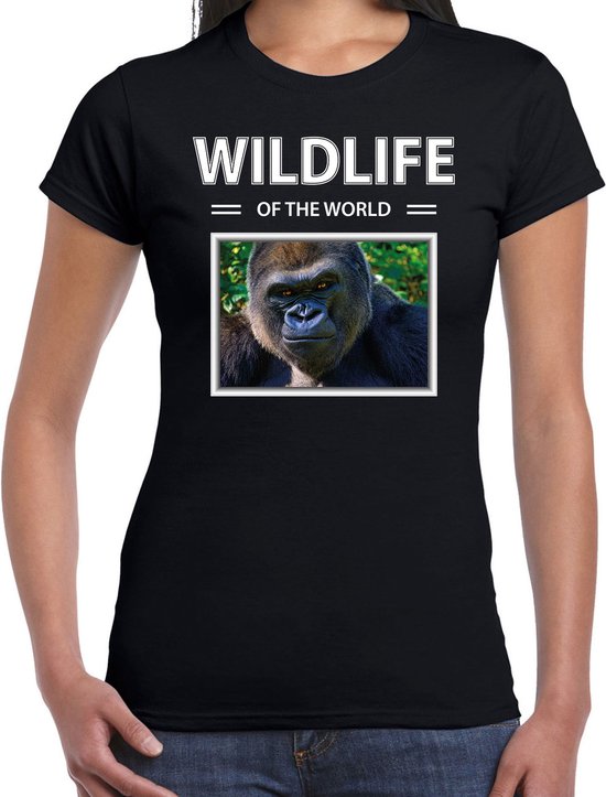 Dieren foto t-shirt Aap - zwart - dames - wildlife of the world - cadeau shirt Gorilla apen liefhebber XXL