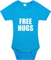 Free hugs tekst baby rompertje blauw jongens - Kraamcadeau - Babykleding 92