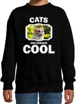 Dieren katten sweater zwart kinderen - cats are serious cool trui jongens/ meisjes - cadeau gekke poes/ katten liefhebber - kinderkleding / kleding 170/176