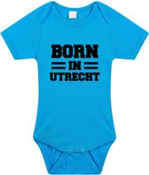 Born in Utrecht tekst baby rompertje blauw jongens - Kraamcadeau - Utrecht geboren cadeau 80