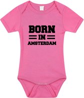 Born in Amsterdam tekst baby rompertje roze meisjes - Kraamcadeau - Amsterdam geboren cadeau 56