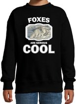Dieren vossen sweater zwart kinderen - foxes are serious cool trui jongens/ meisjes - cadeau poolvos/ vossen liefhebber - kinderkleding / kleding 152/164