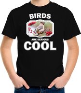Dieren vogels t-shirt zwart kinderen - birds are serious cool shirt  jongens/ meisjes - cadeau shirt pestvogel/ vogels liefhebber - kinderkleding / kleding 134/140