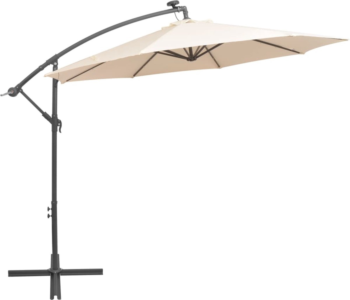 Vrijdragende Roma Parasol met LED's Zand 286x285x270 cm Aluminium