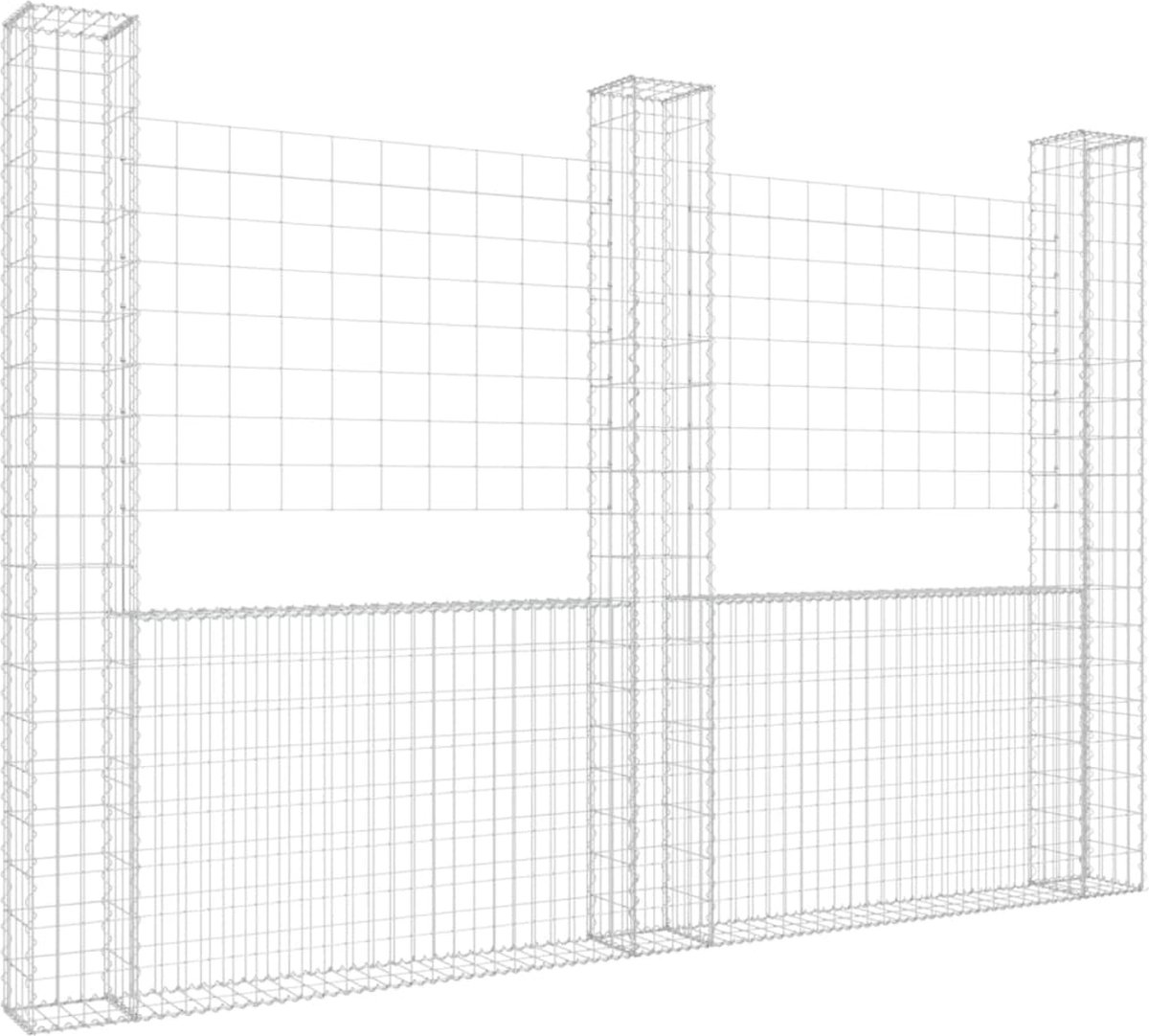 vidaXL Schanskorf U-vormig met 7 palen 740x20x200 cm ijzer oine kopen
