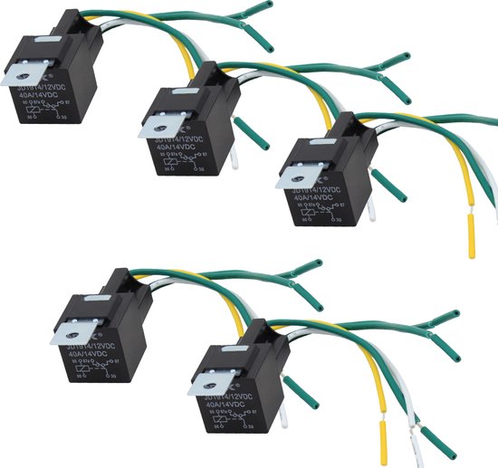 10 stuks Auto relais 40A Wechselrelais, Sockel, Öffner, 5 PIN 12V | bol.com