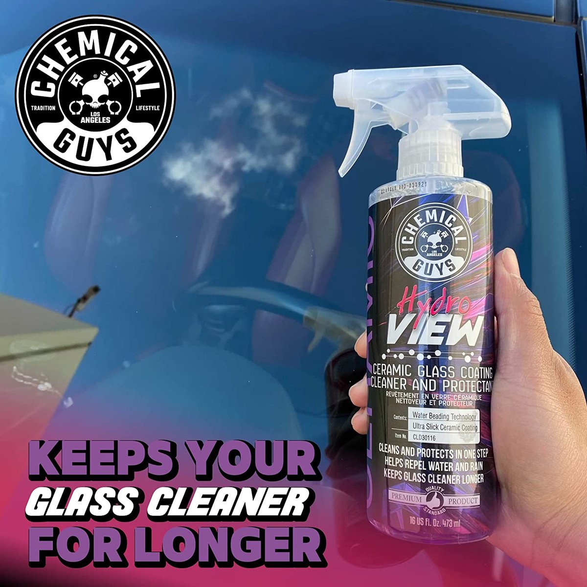 CHEMICAL GUYS - Hydro View Ceramic Glass Coating - Cleaner & Protection ...