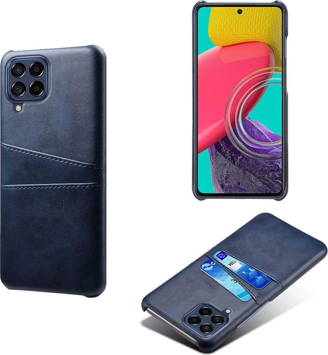 Backcover met Opbergvakjes + PMMA Screenprotector voor Galaxy M53 _ Blauw