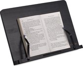 Navaris houten boekenstandaard en tablethouder - Verstelbare paginaklemmen - 34x24 cm - Van bamboe