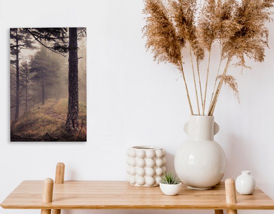 Tableau sur toile Brume - Décoration d'automne - Nature - Forêt - 20x30 cm - Décoration murale