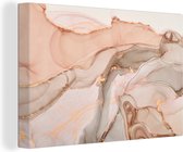 Canvas Schilderij Marmer - Roze - Rosé - 120x80 cm - Wanddecoratie