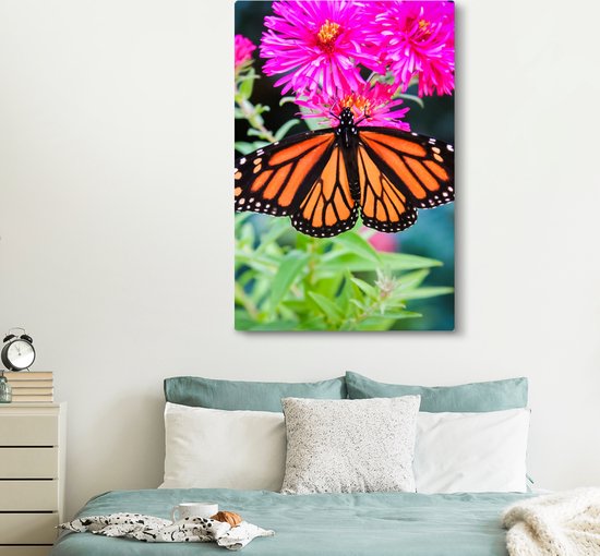 Tableau sur toile Papillon - Botanique - Fleurs - 120x180 cm - Décoration murale XXL