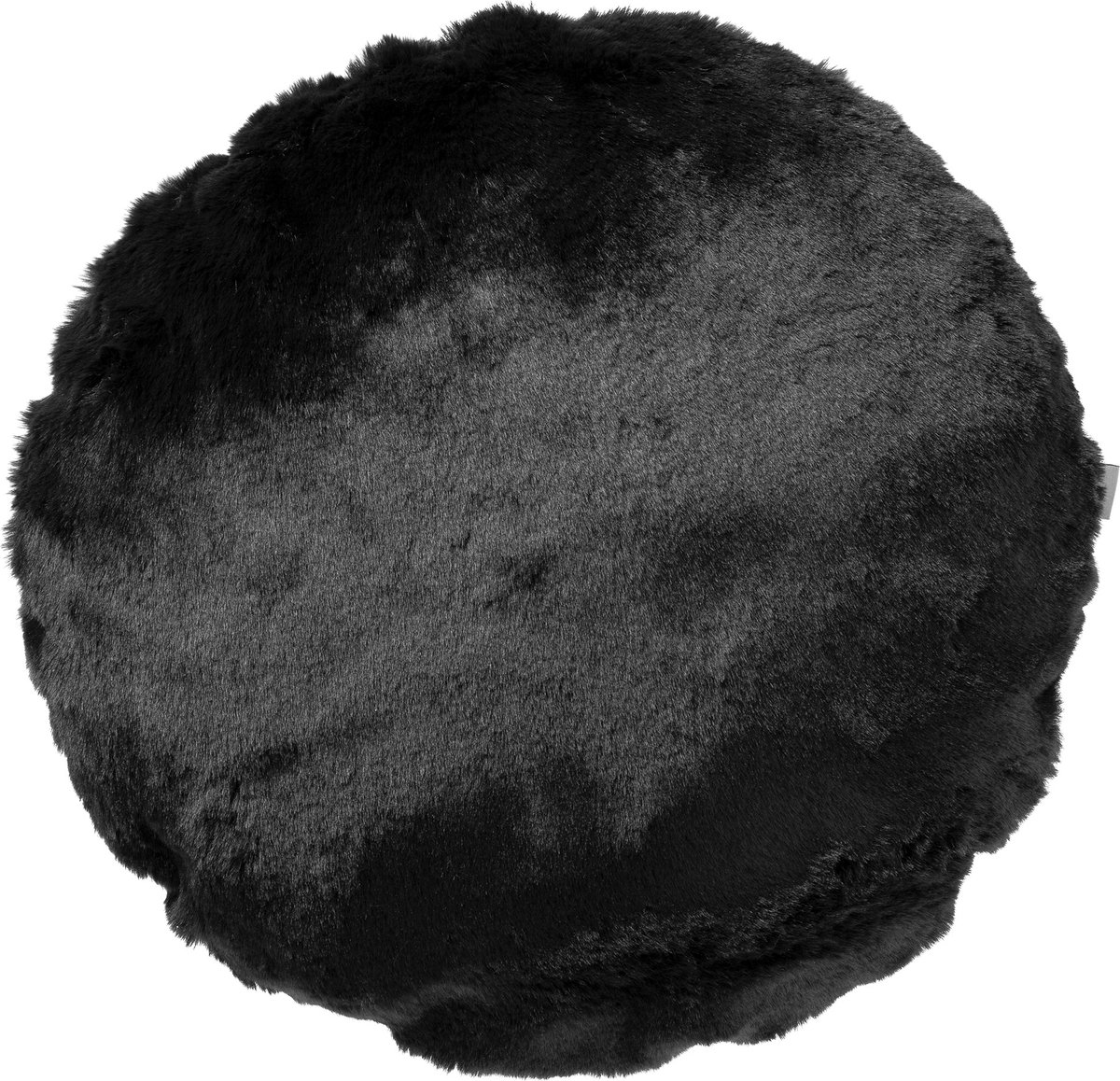 Dutch Decor ZAYA - sierkussen Ø45 cm rond - bontlook - effen kleur - Raven - zwart