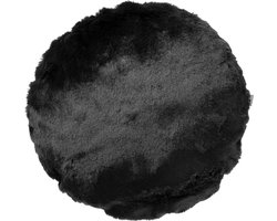 Dutch Decor - ZAYA - sierkussen Ø45 cm rond - bontlook - effen kleur - Raven - zwart