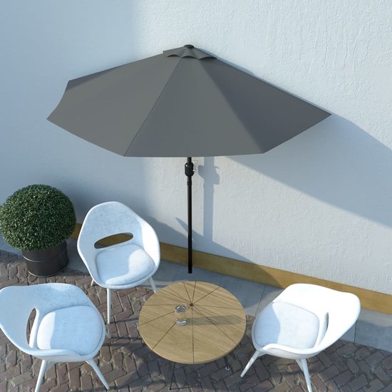 Prolenta Premium - Demi parasol de balcon avec mât en aluminium 270x135 cm  anthracite... | bol.com