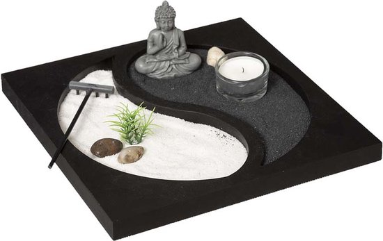 Zen Yin Yang 23x23cm Garden met Boeddha - Overig - Wit - SILUMEN