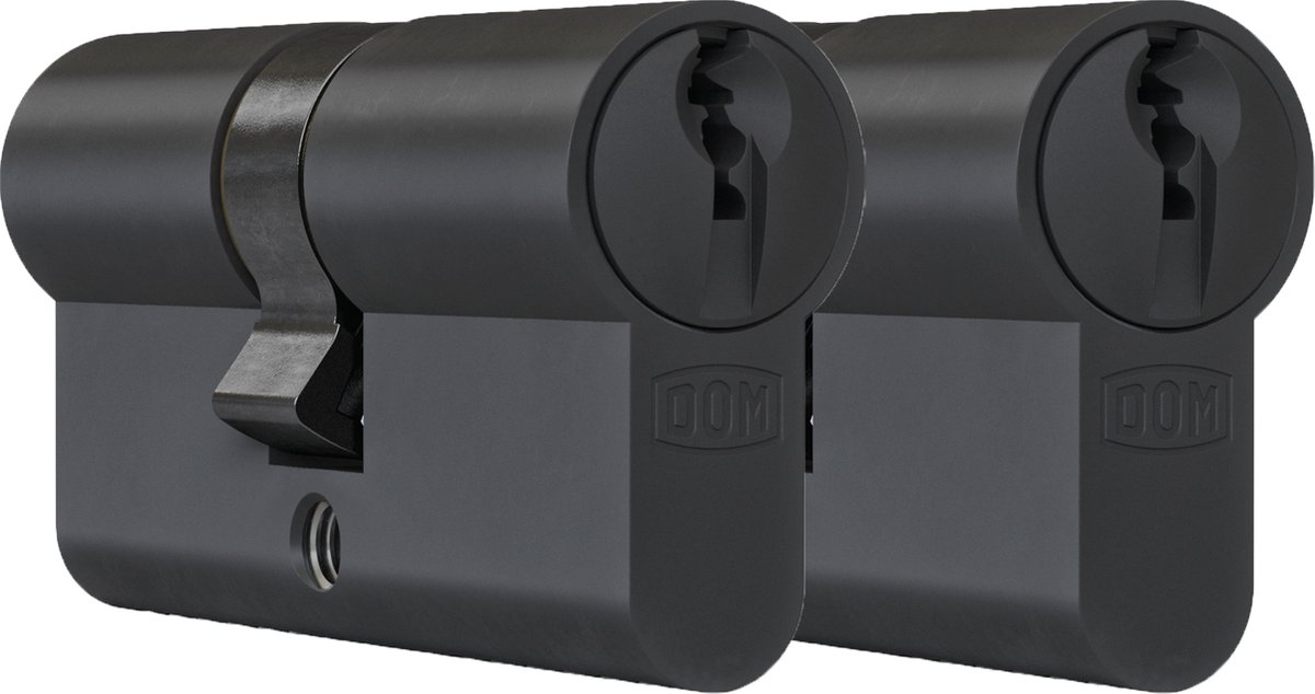 DOM Zwarte profielcilinder Plura 30/30mm - SKG 3 sterren - 2 gelijksluitende cilinders