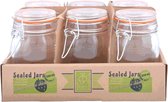 Lot de 6 pots de conservation / pots de conservation 230 ml avec anneau en caoutchouc rouge, couvercle à valve et fermeture à clip - pots de conservation - pots de conservation - récipients de conservation