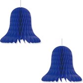 2x cloches de décoration bleu foncé / lanternes de cloches de Noël 30 cm - décoration de fête / décoration de Noël