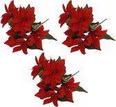 3x Bouquet de fleurs étoile de Noël 30 cm