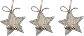 8x stuks houten kersthangers sterren 6 cm kerstornamenten - Houten ornamenten kerstversiering