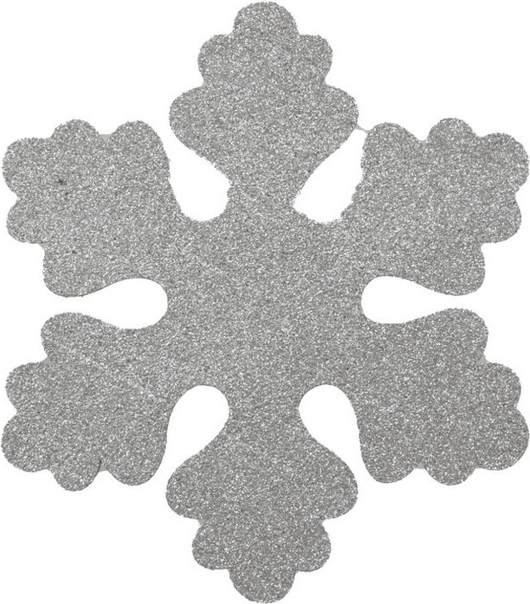 4x Zilveren sneeuwvlokken 25 cm - hangdecoratie / boomversiering zilver