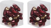 24x Pendentifs de Noël Étoiles/Boules de Noël rouge foncé en verre - 4 cm - mat/brillant - Décorations pour Décorations pour sapins de Noël