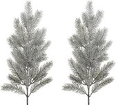 8x pcs Branches de Noël / branches de pin 23 cm vert avec neige Décorations de Noël - Brindilles artificielles vertes / branches de pin Décoration de Noël