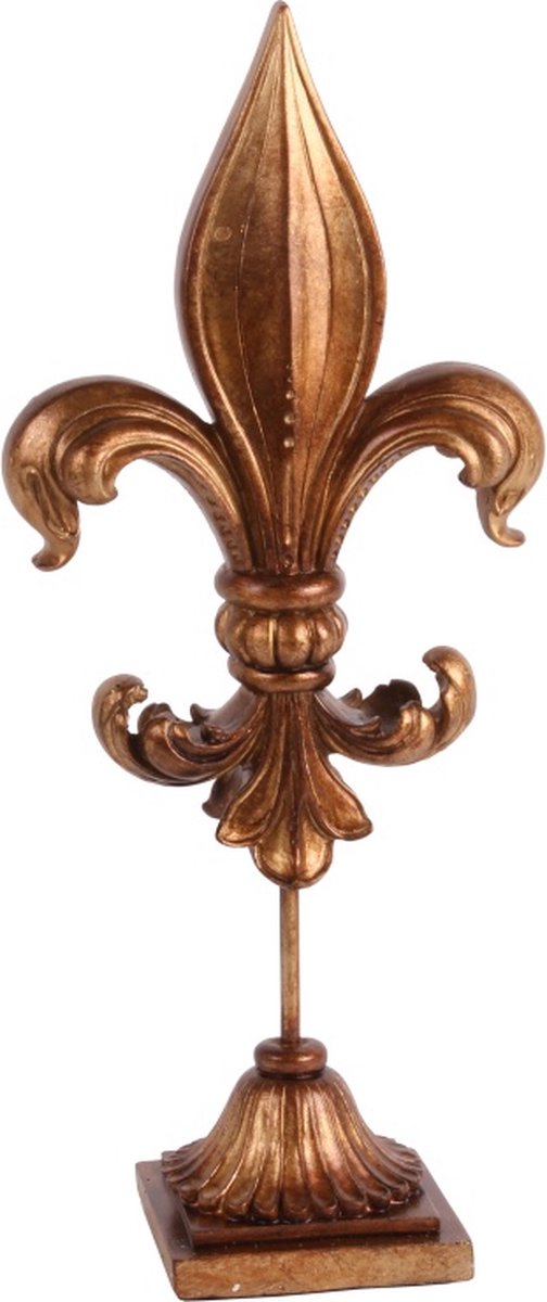 Baroque - Decoratief beeld of figuur - Fleur-de-lis op Voet 38 cm - Goud - Resin - 38x15.5x10 - Polyresin