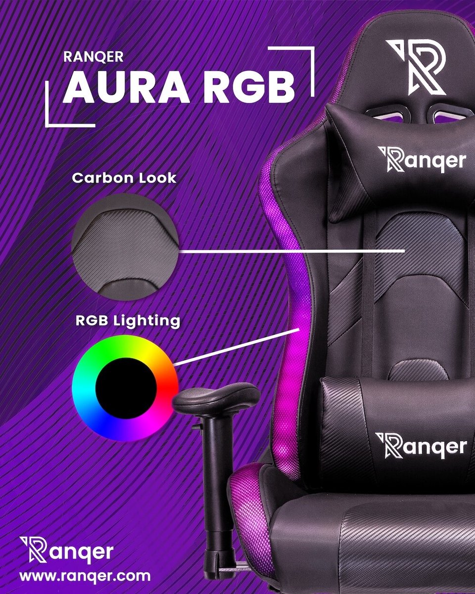 Ranqer Aura - Gaming chair RBG / LED - black